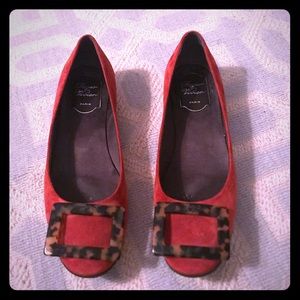 Roger Vivier red suede flats